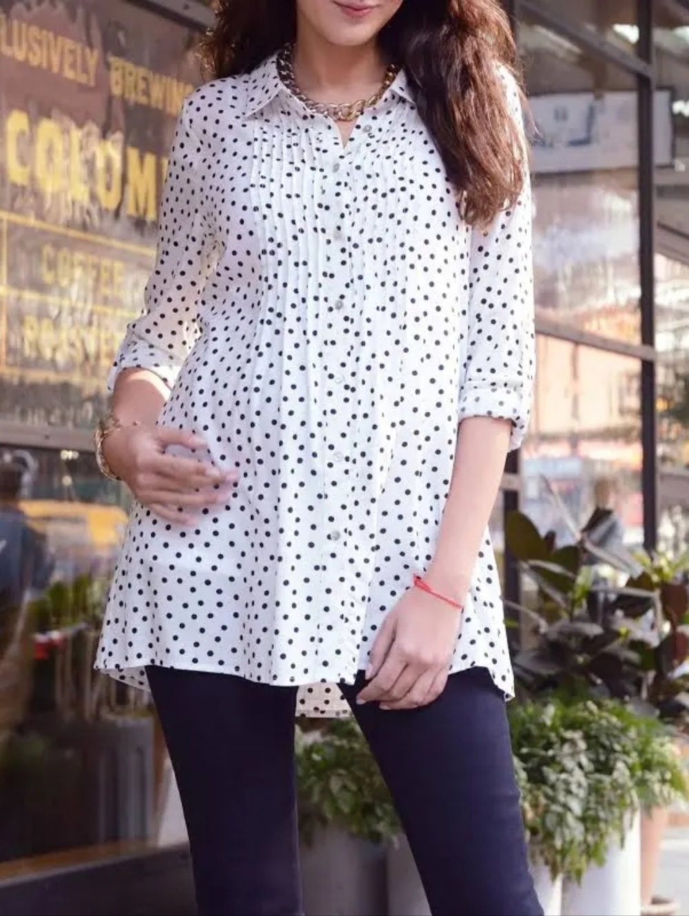 ⭐SERAPHINE⭐ Maternity/Nursing Button-up ⭐ Sz US 2 White Polka Dot